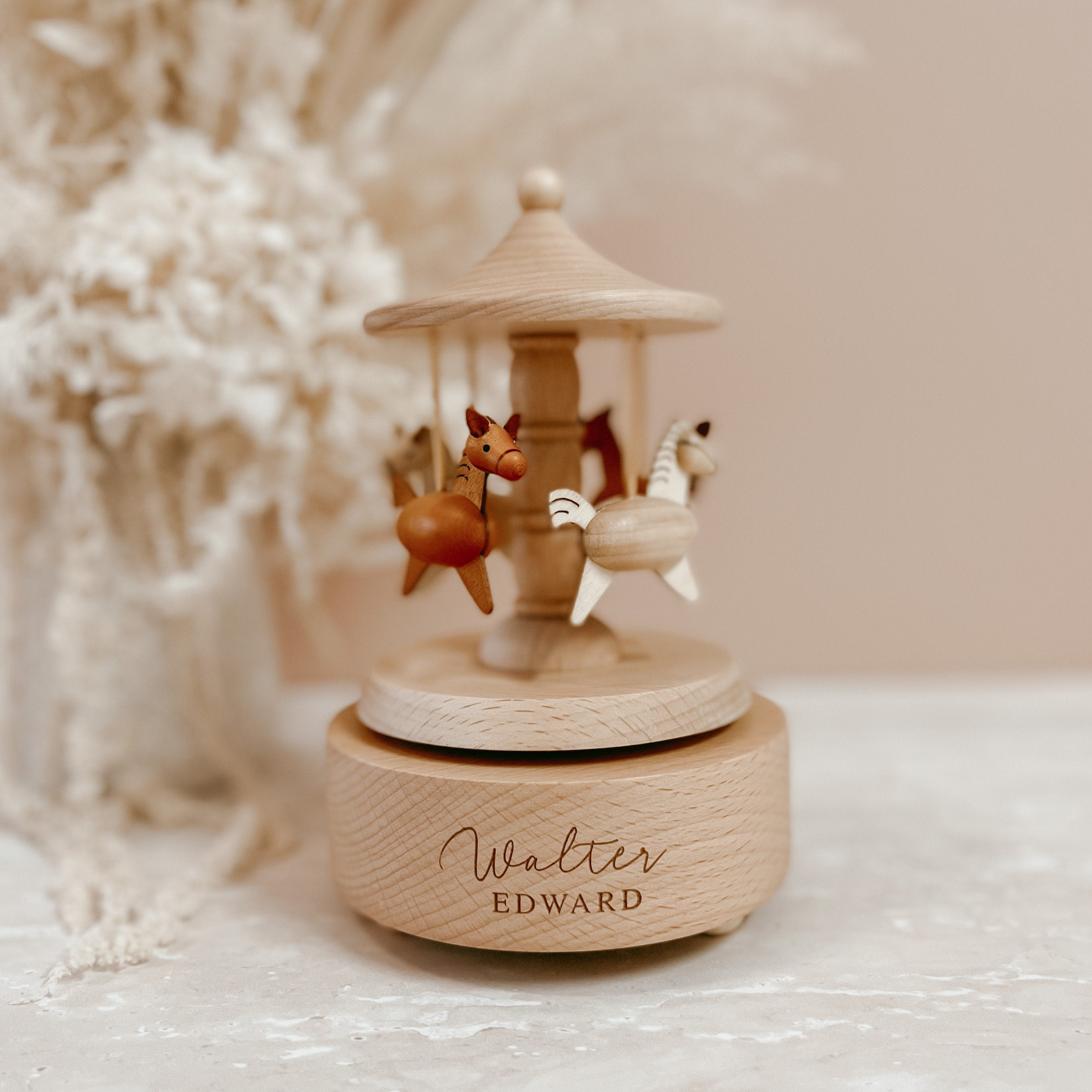 Personalized Musical Carousel | Engraved Keepsake Music Box