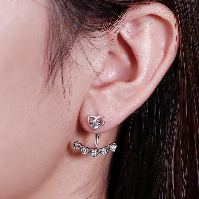 Silver Zircon Heart Earring