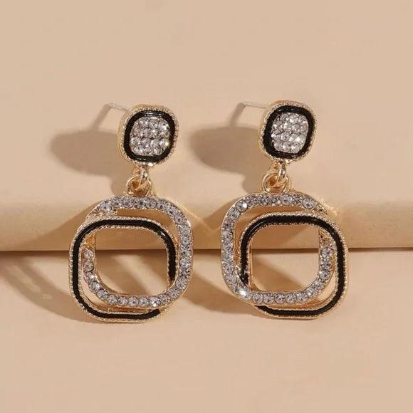 Rhinestone Decor Geometric Earrings