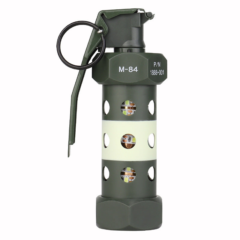 Outdoor Camping Tactical M84 Grenade Dummy: Survival Flash LED Light - Realistic Simulation Model for Role-Playing, Military Training Props and Equipment