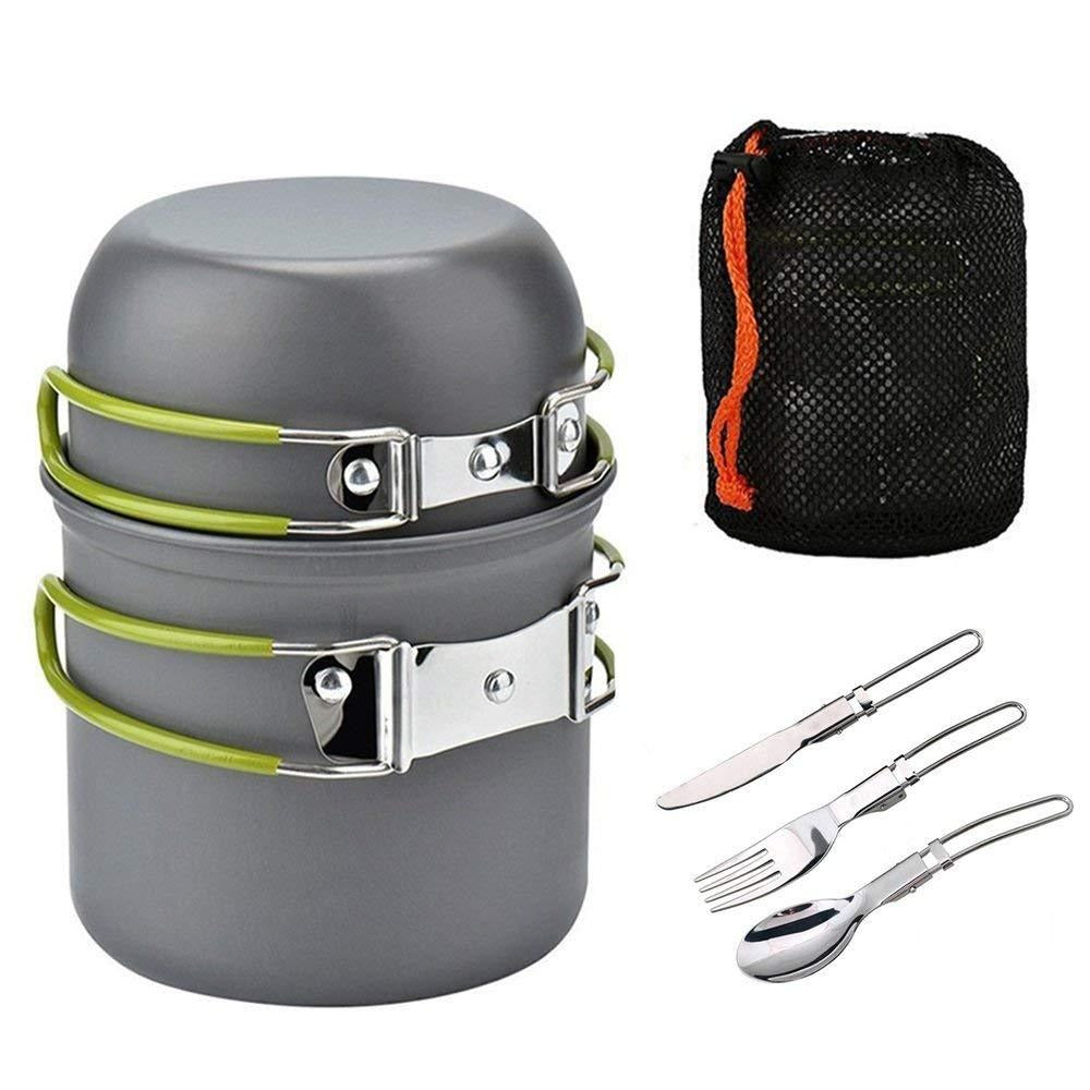 Portable Hard Aluminum Oxide Outdoor Cookware Set: Three-Piece Combination of Pots and Pans