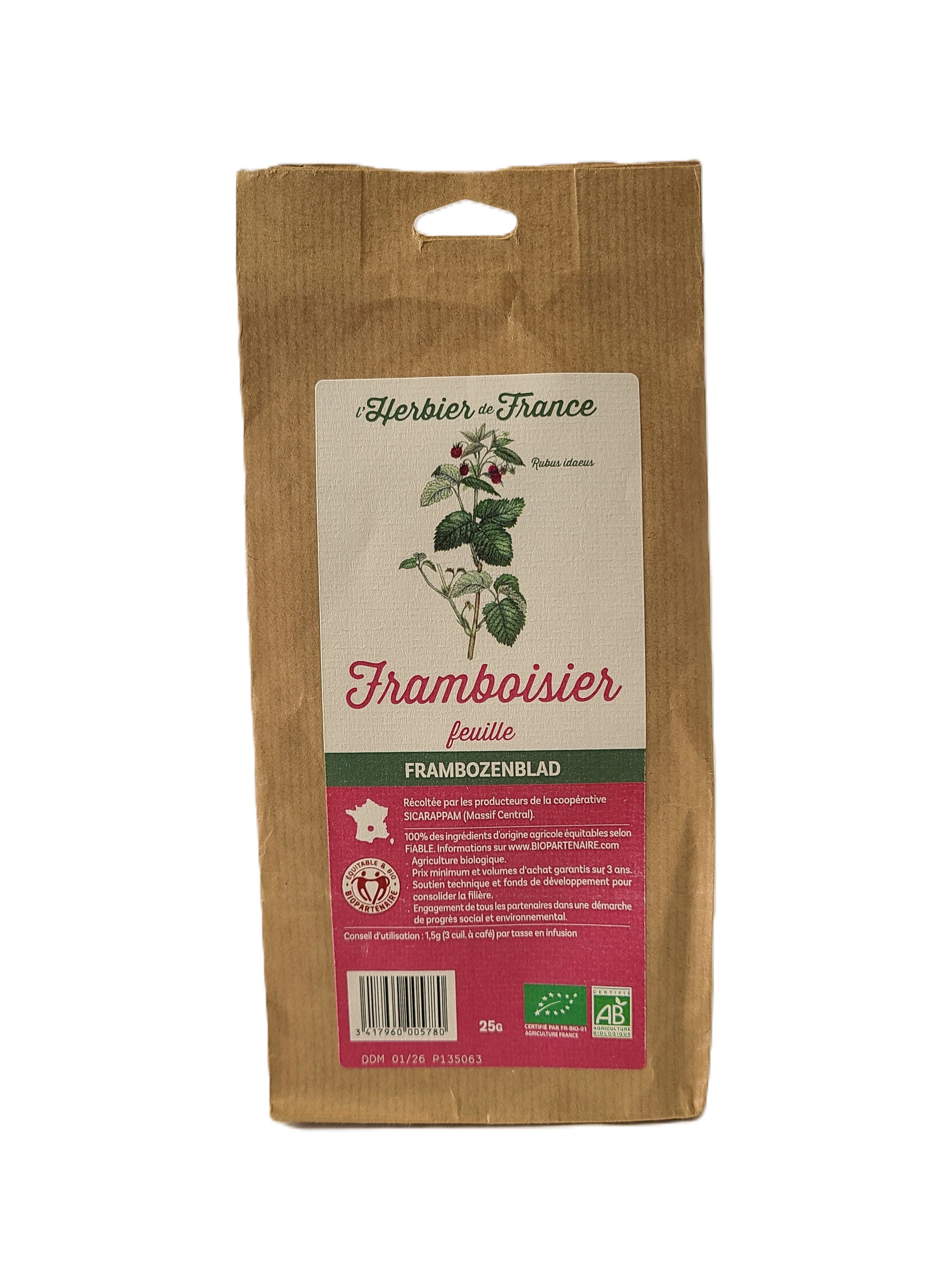 Feuilles de Framboisier BIO pour infusion 25 g