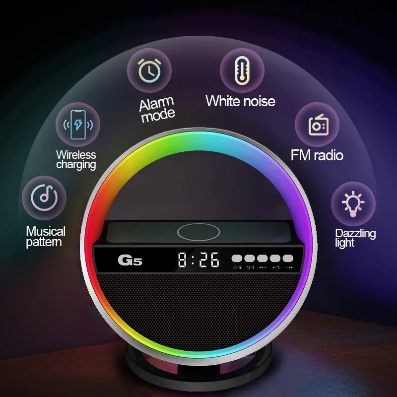 Smart Wireless Charging RGB Light  Bluetooth Speaker
