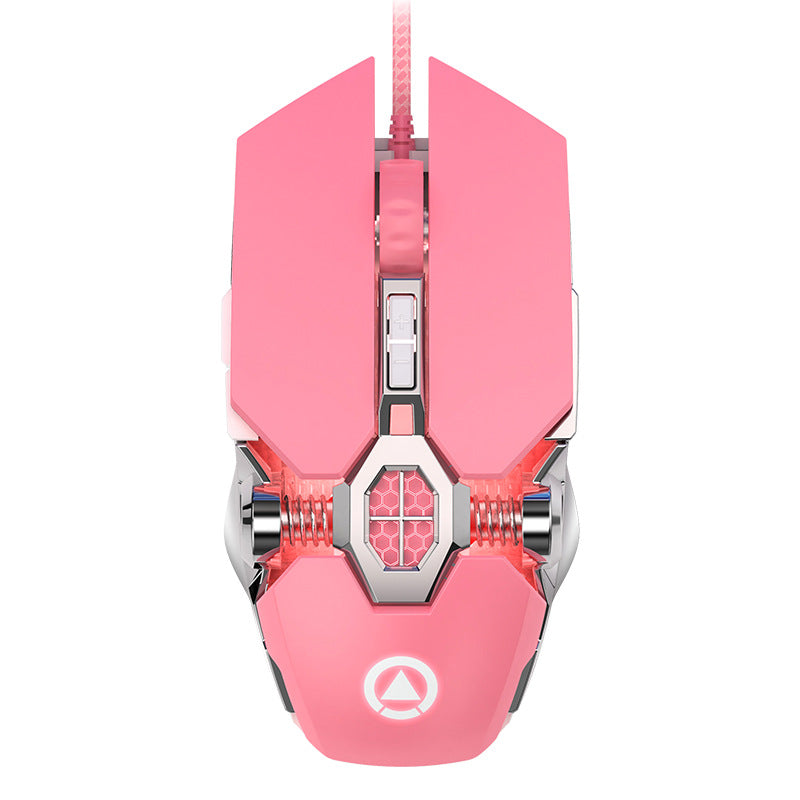 Souris gaming filaire rose ergonomique