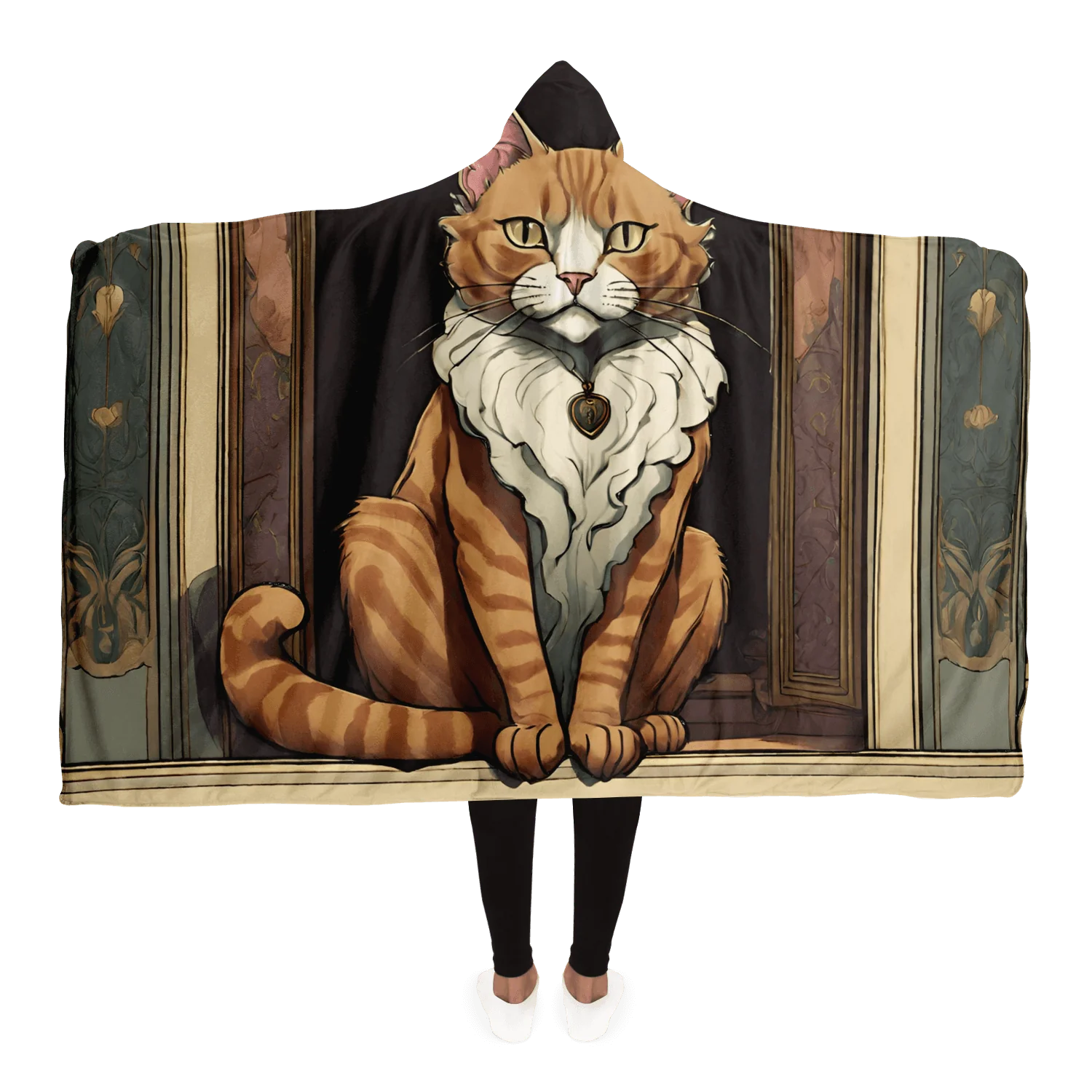 Jugendstil Katzenportrait Kapuzen-Decke