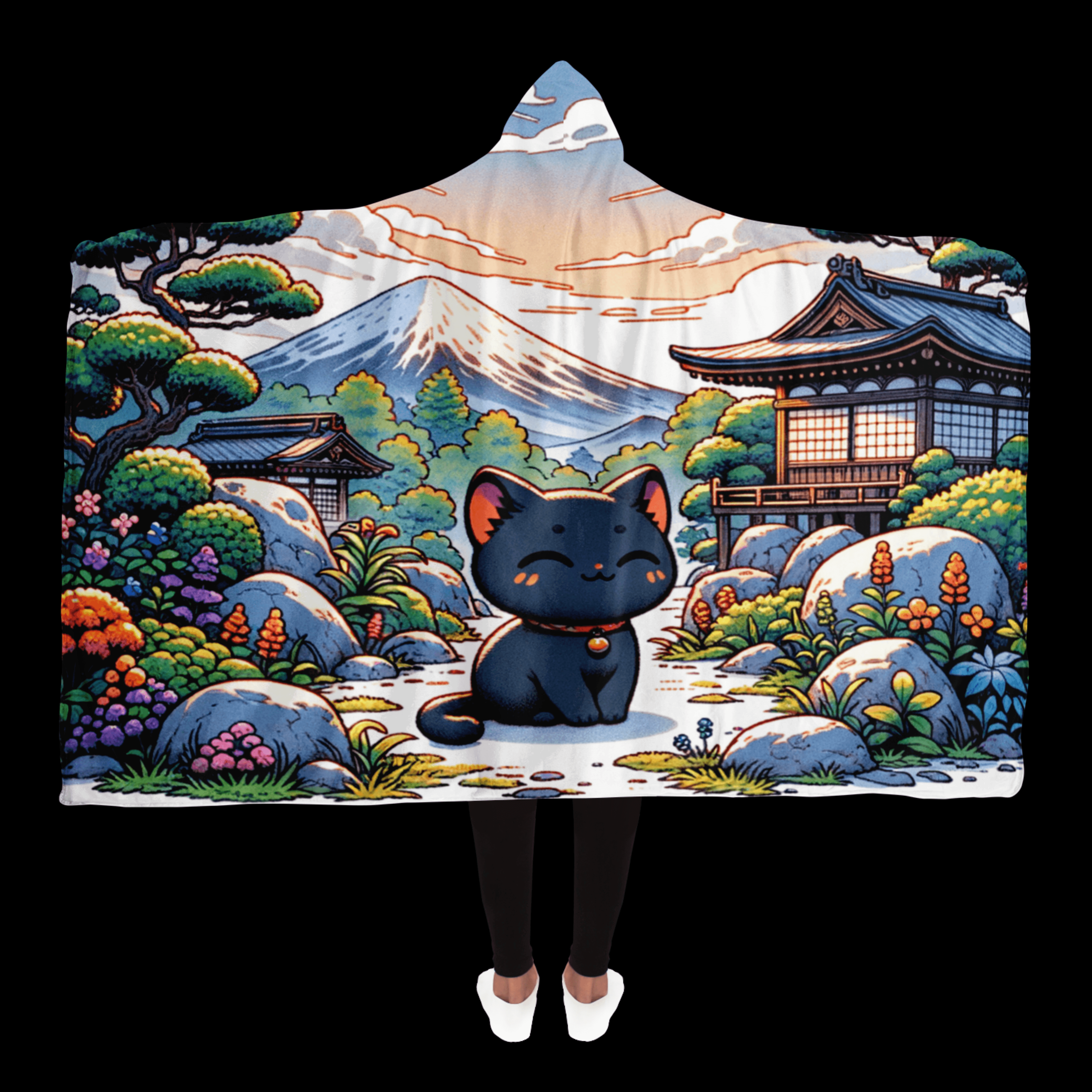 Glückliche Kawaii Japan Katze Kapuzen-Decke