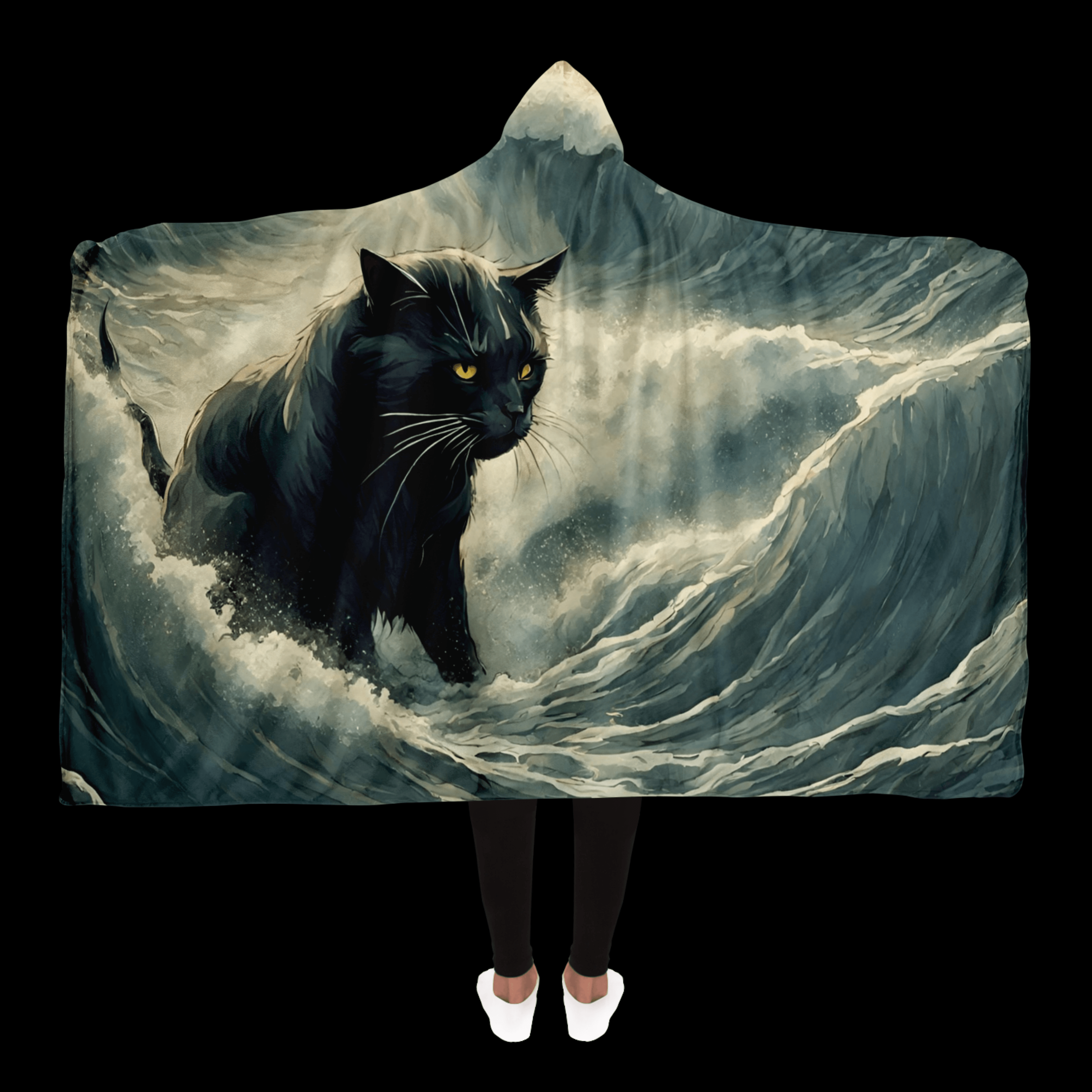 Katze im Sturm Kapuzen-Decke