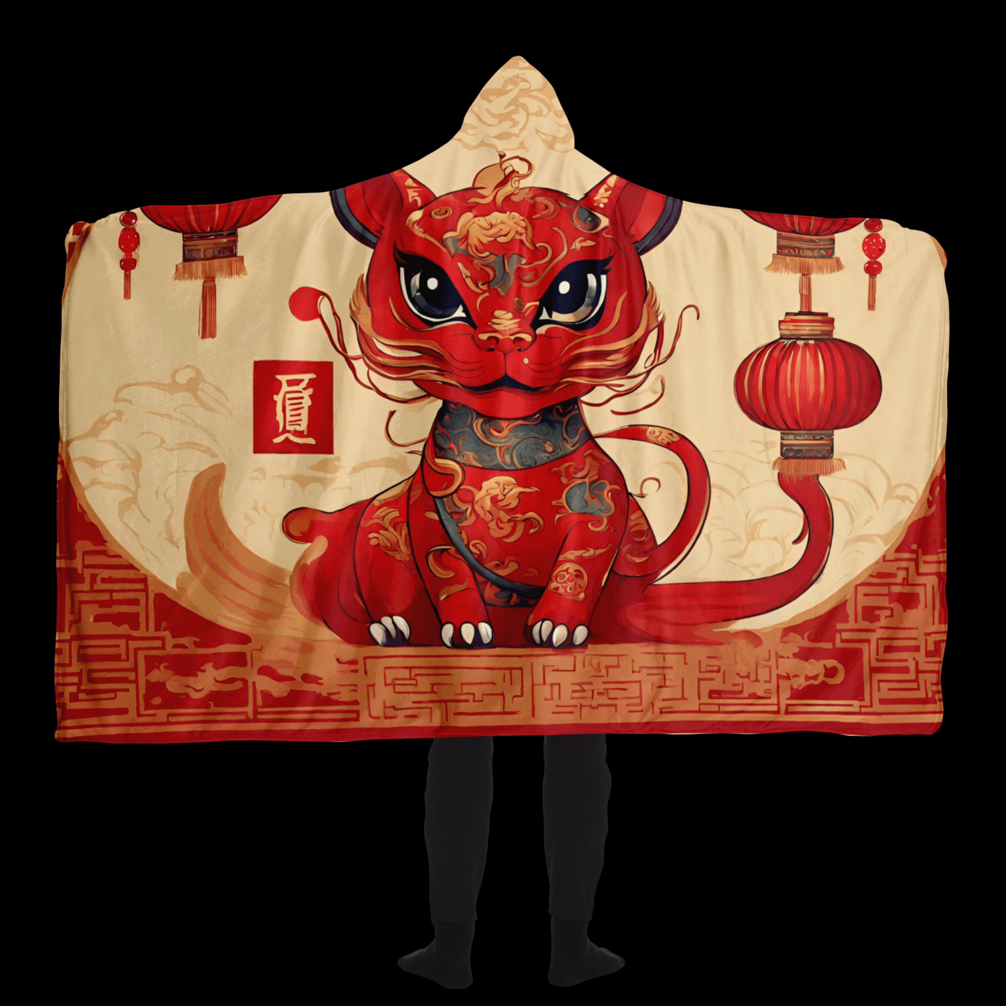 Chinesische Drachen-Katze Kapuzen-Decke