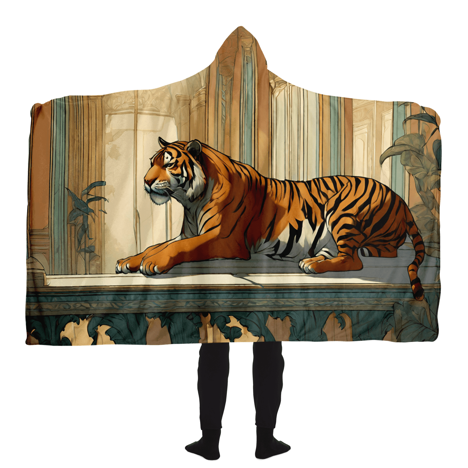 Jugendstil Tiger-Portrait Kapuzen-Decke