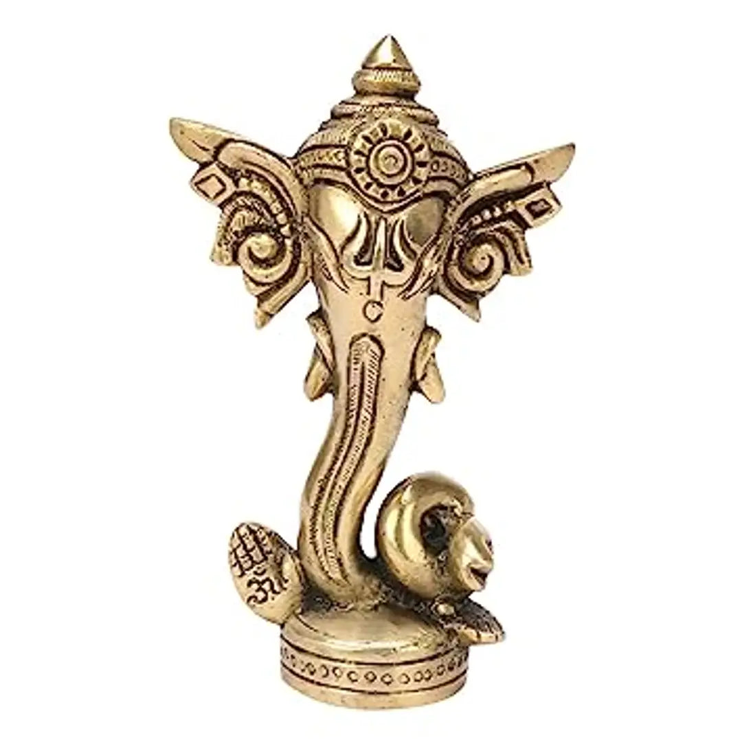 Brass Ganesha for Table Decorative Showpiece - 11.4 cm  (Brass, Gold)