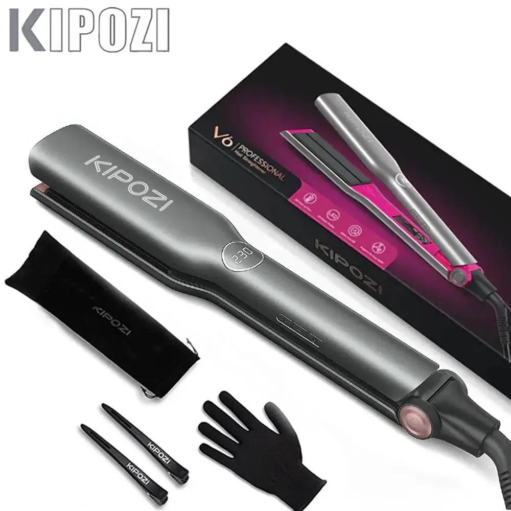 KIPOZI Professional Hair Straightener 1.75 Inch Flat Iron Advanced Ionic Technology Titanium Flat Iron Adjustable Temperature