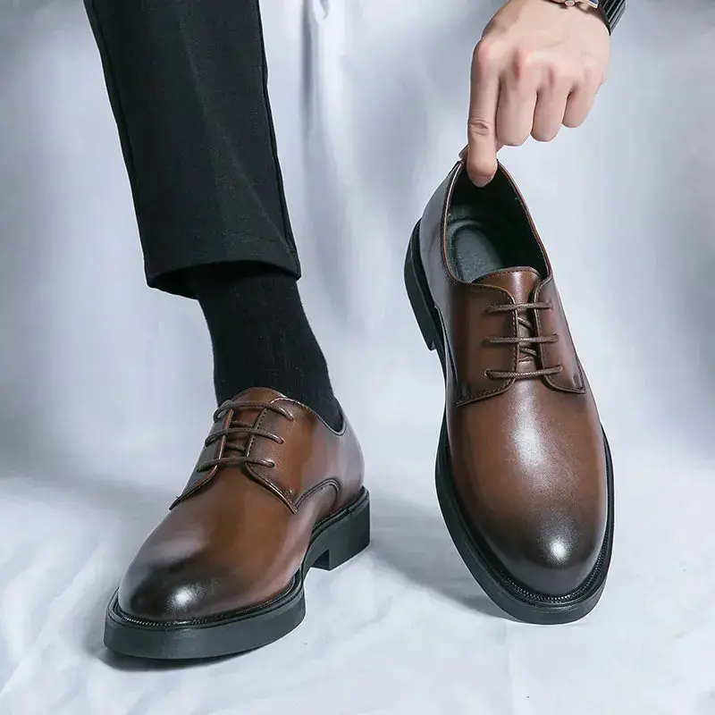 Classic Italy Pointed Toe Leather Shoes Men Luxury Oxfords Business Formal Office Men Shoes Boos Dress Men Black Wedding Shoes