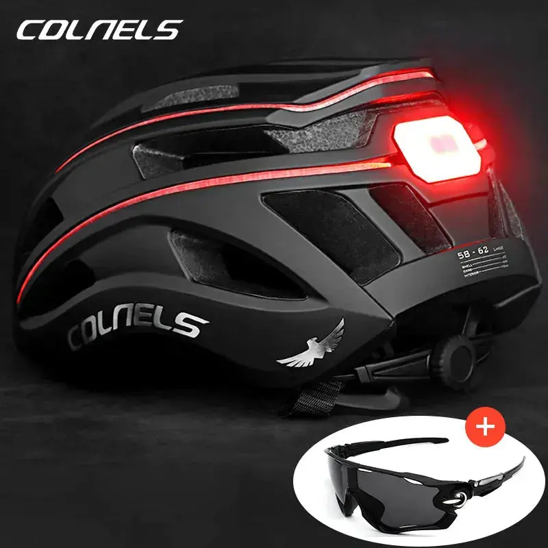 COLNELS Professional Cycling Helmet USB Charging Tail Light with Light Bar Outdoor Riding Sports Road Racing Bicycle Helmet