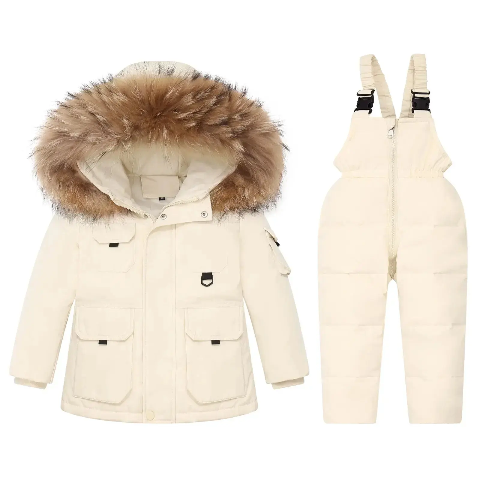 Baby Winter Warm Down Jackets Children Clothing Set 2 pcs Boys Thicken hooded coat Jumpsuit Overalls Girl Clothes Kids Snowsuit