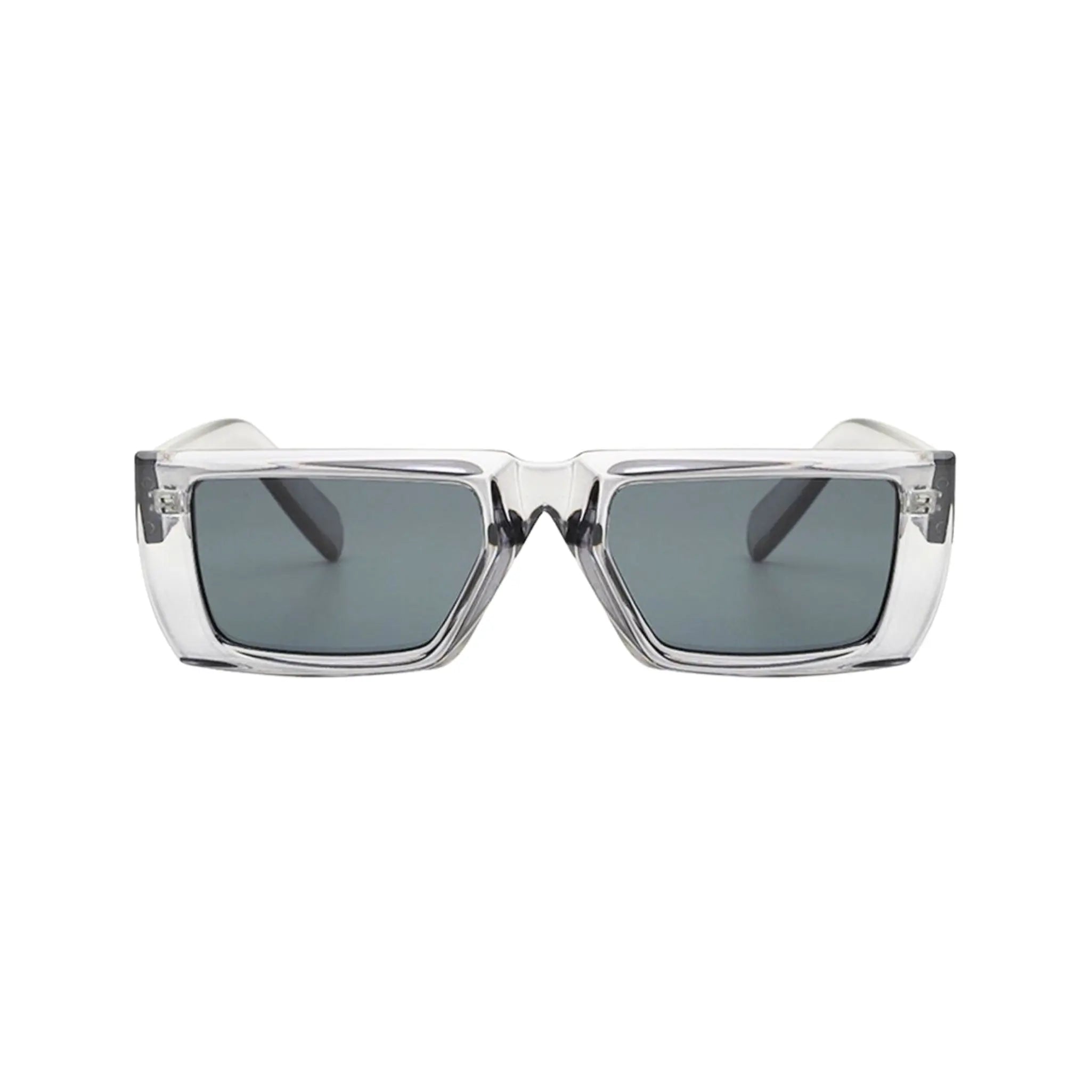 Futuristic Series Street Wear Y2K Rectangle Sunglasses - Crystal Grey