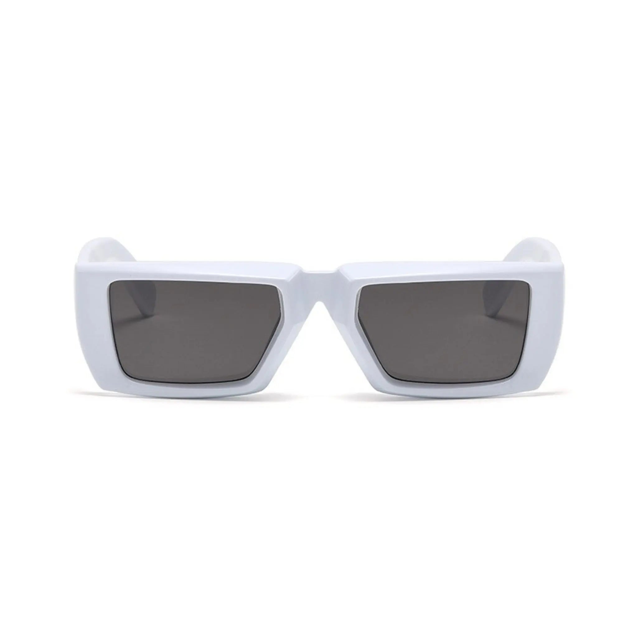 Futuristic Series Street Wear Y2K Rectangle Sunglasses - Luna Frost White