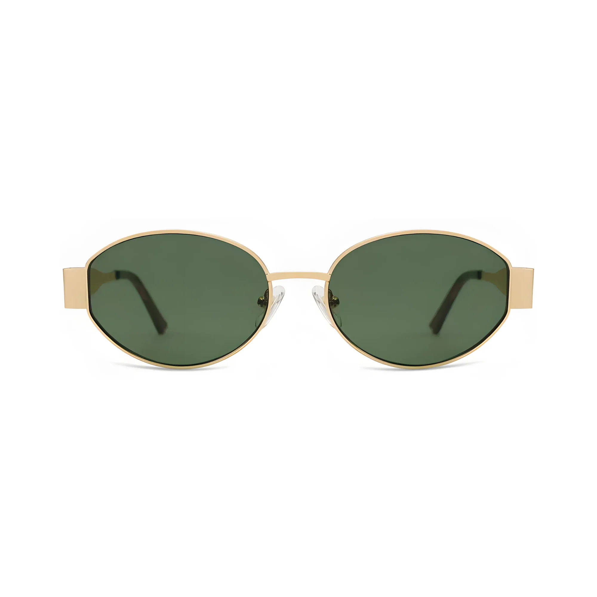 essntl Series Retro Oval Sunglasses For Women & Men - Gold Green