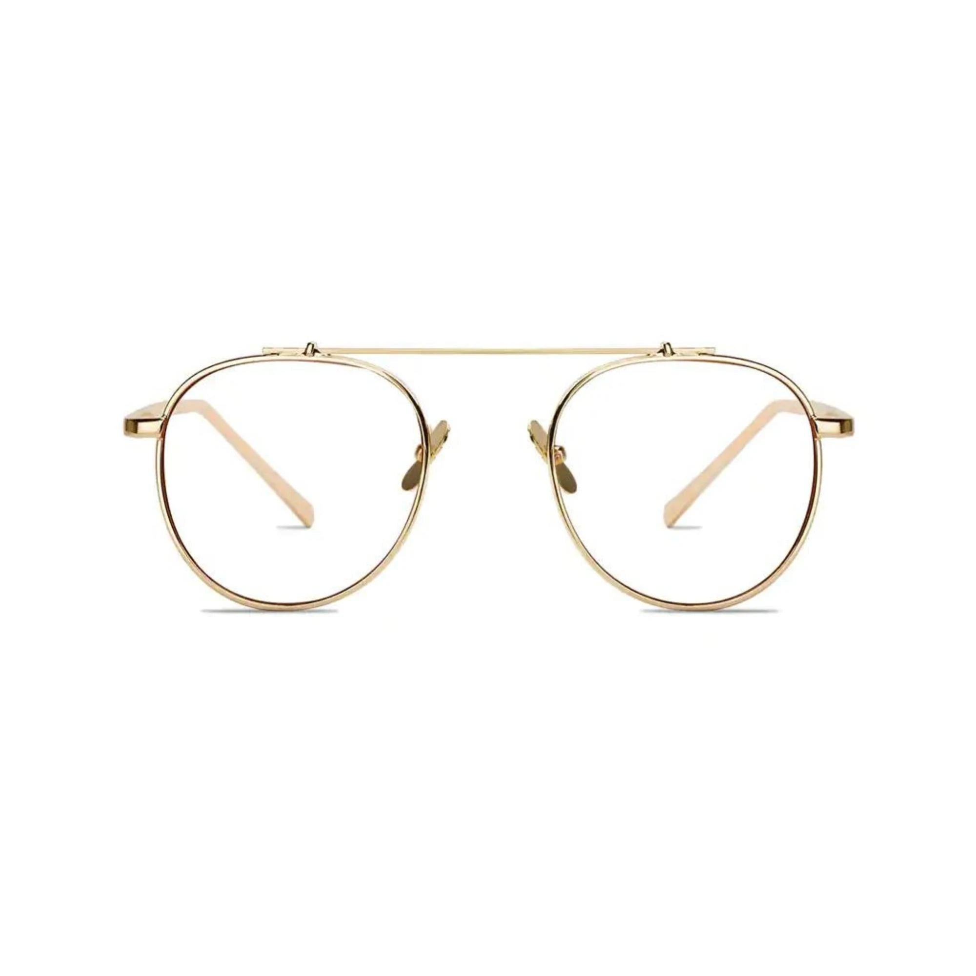 DISC Series Metal Frame Round Sunglasses - Gold Clear