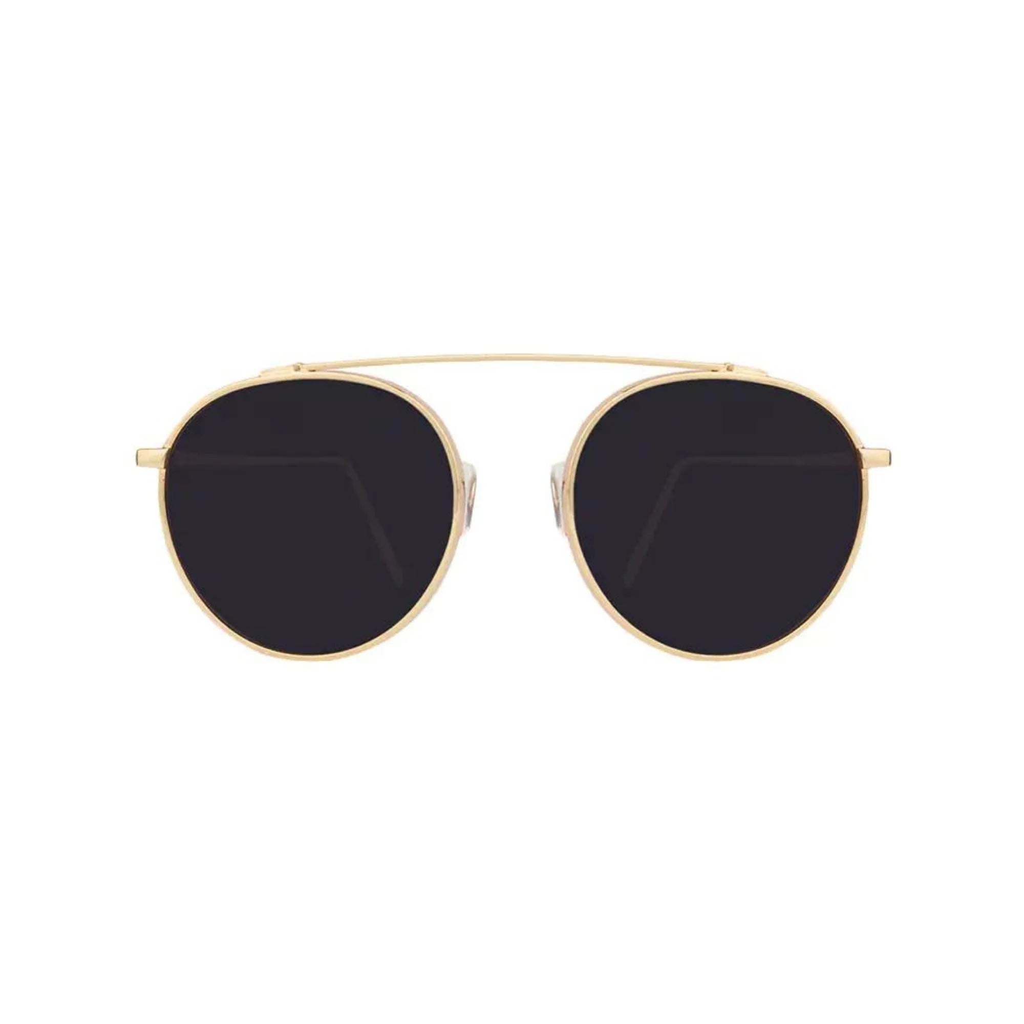 DISC Series Metal Frame Round Sunglasses - Gold Black