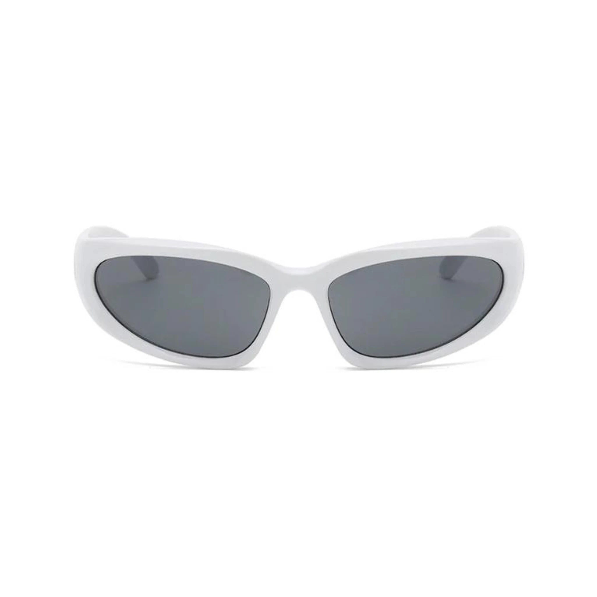 Futuristic Series Y2K Wraparound Sunglasses - White Frame Grey Lens