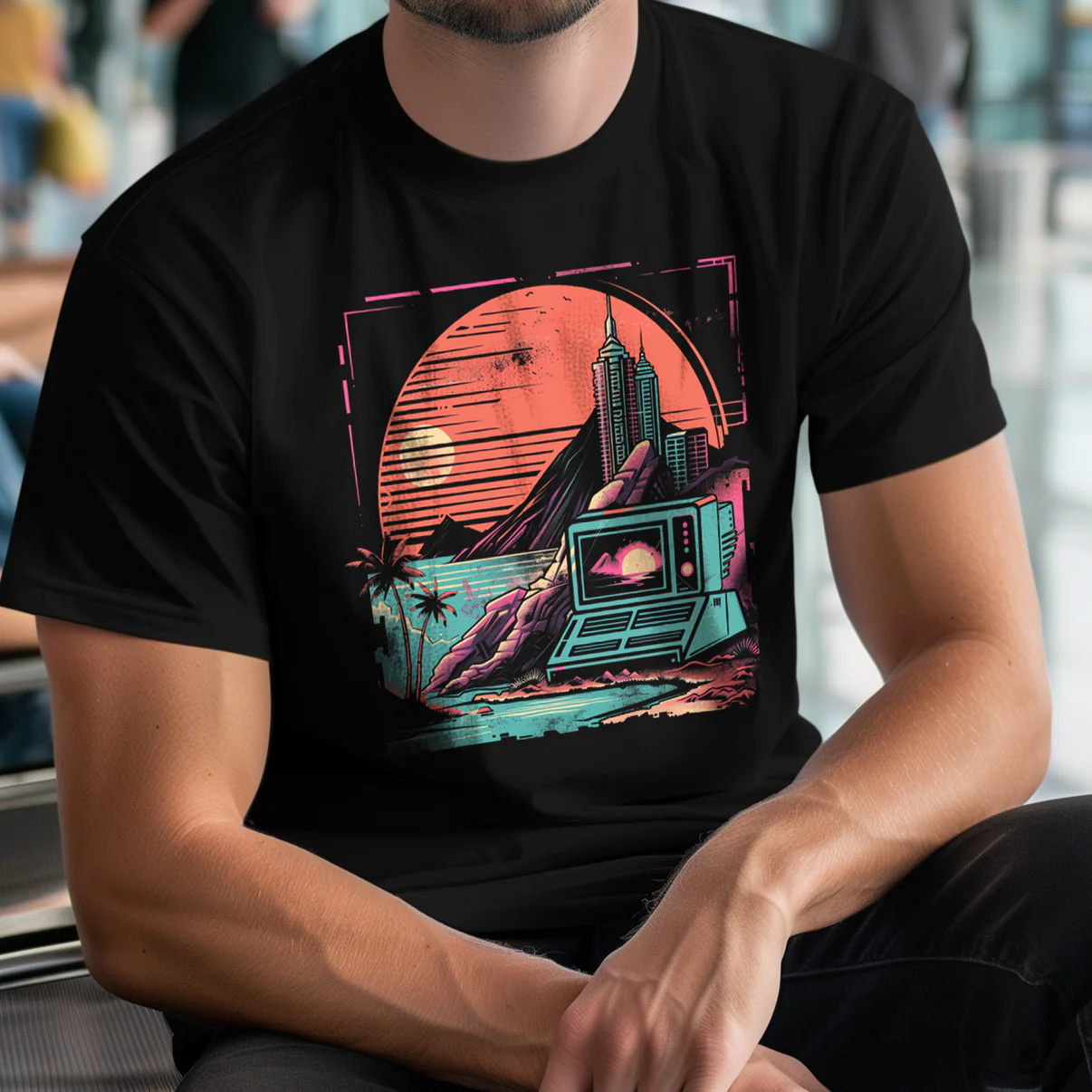 Computer Old School Pop Culture Graphic T-Shirt