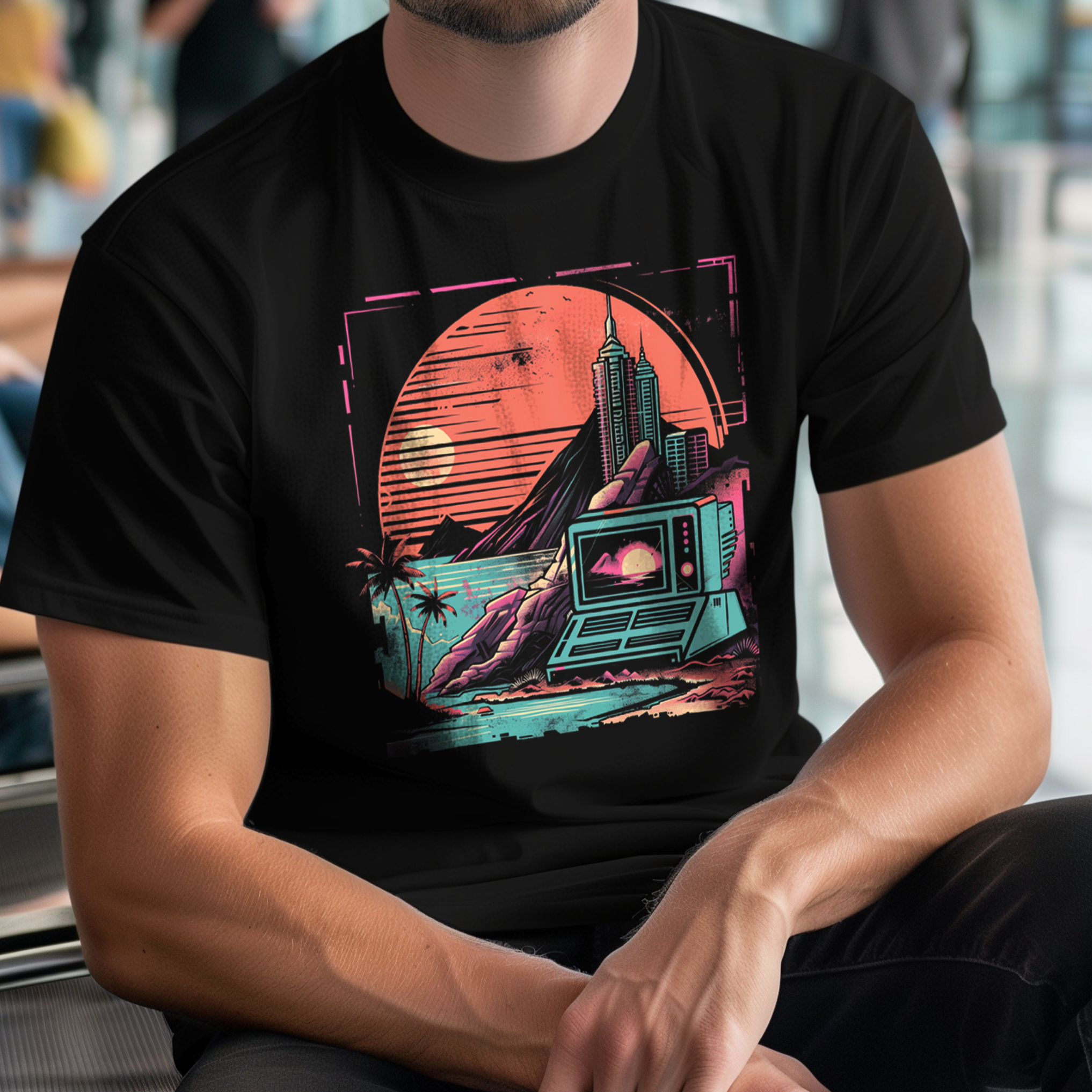 Computer Old School Pop Culture Graphic T-Shirt