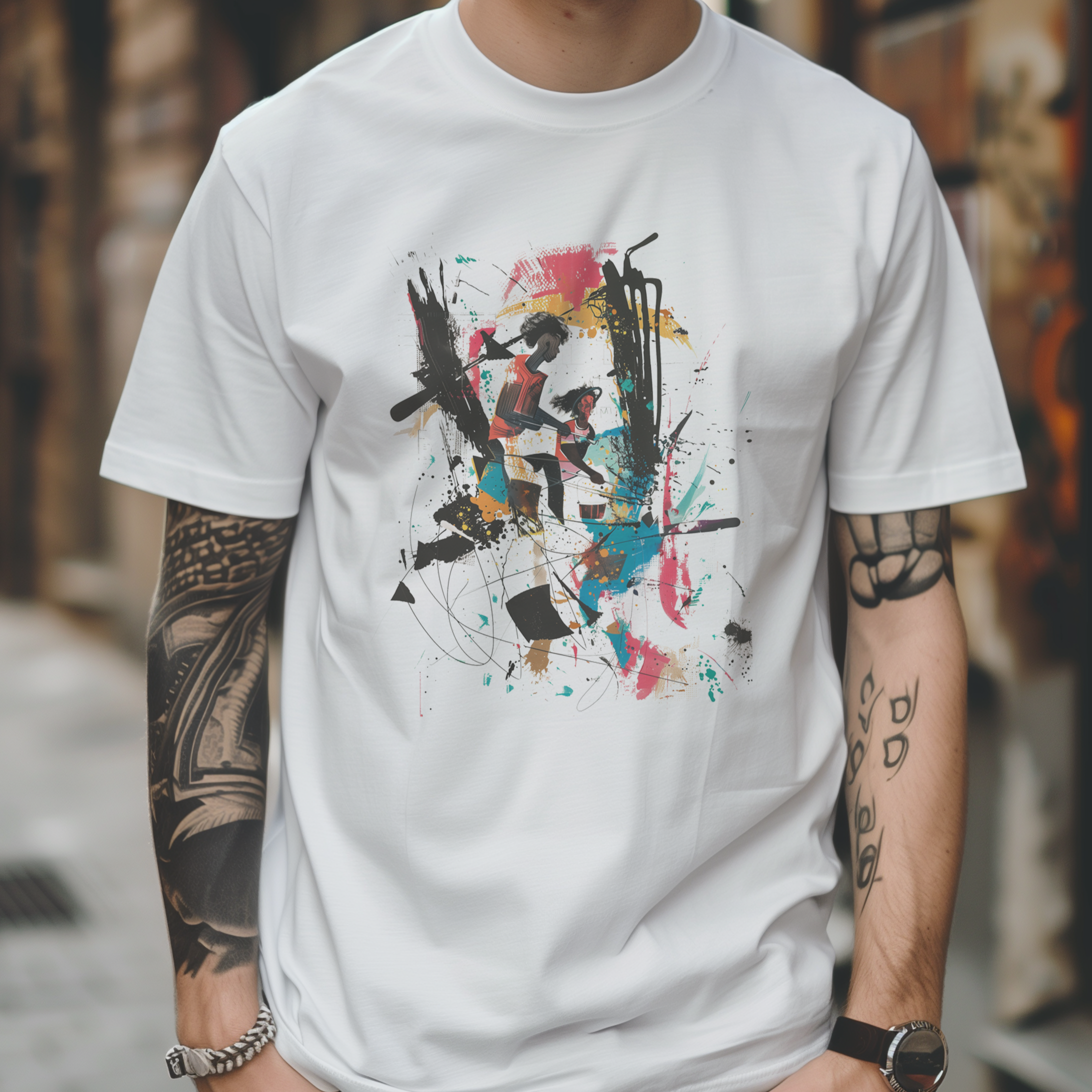 Tribal Drummers Abstract Graphic T-Shirt