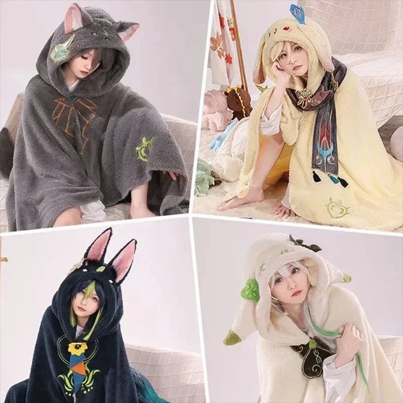 Genshin Impact Venti Cosplay Blanket Cloak - Kaeya, Zhongli Hooded Cape