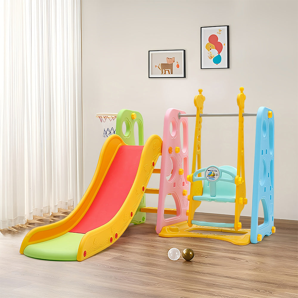 Colorful Swing and Slide Playset for Kids