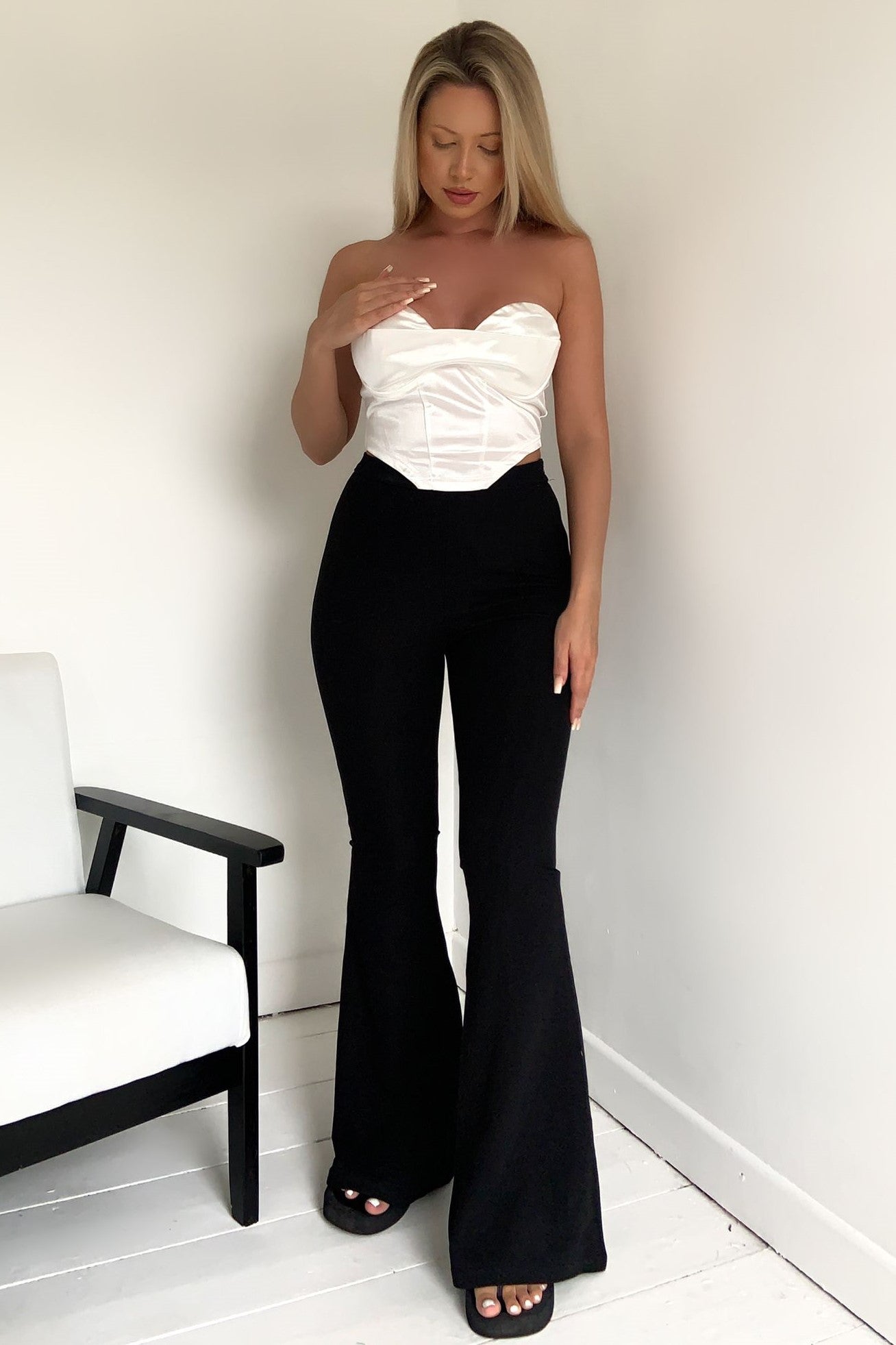High Waisted Stretch Flared Trousers - 2 colours