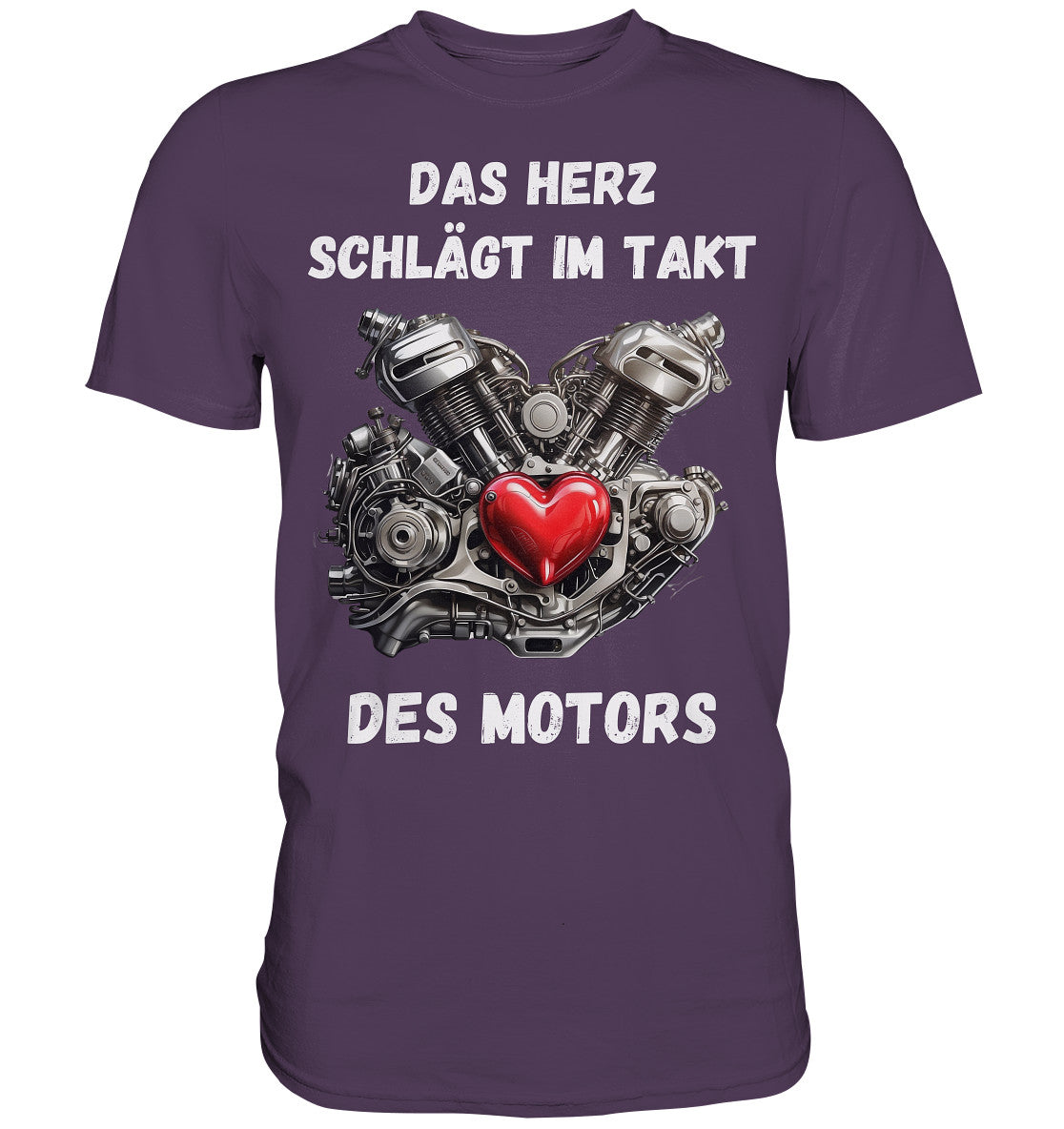 T-shirt für Motorradfahrer, Biker. Motiv mit Motor, Herz und Spruch