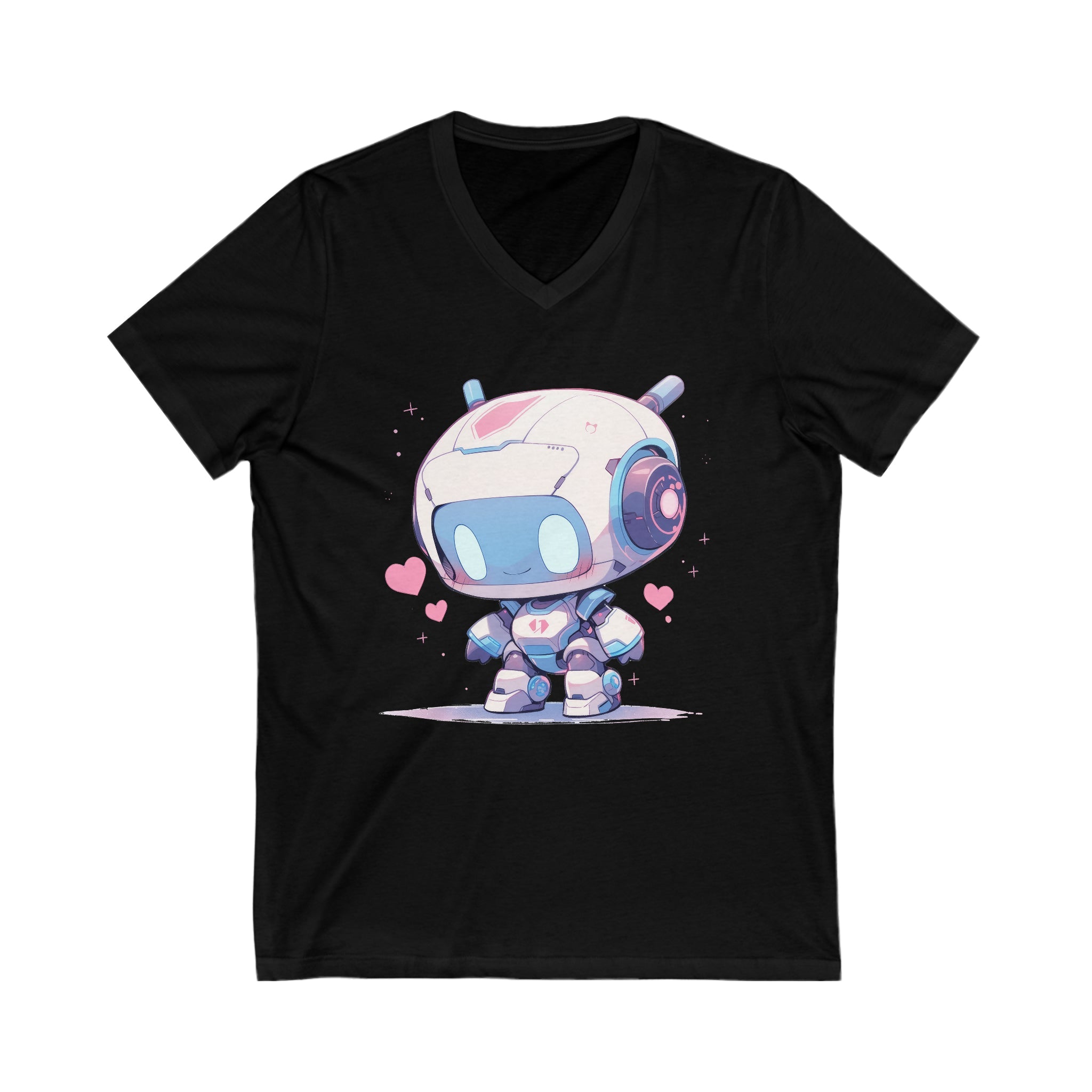 Cute Robot Love Heart V-Neck T-Shirt