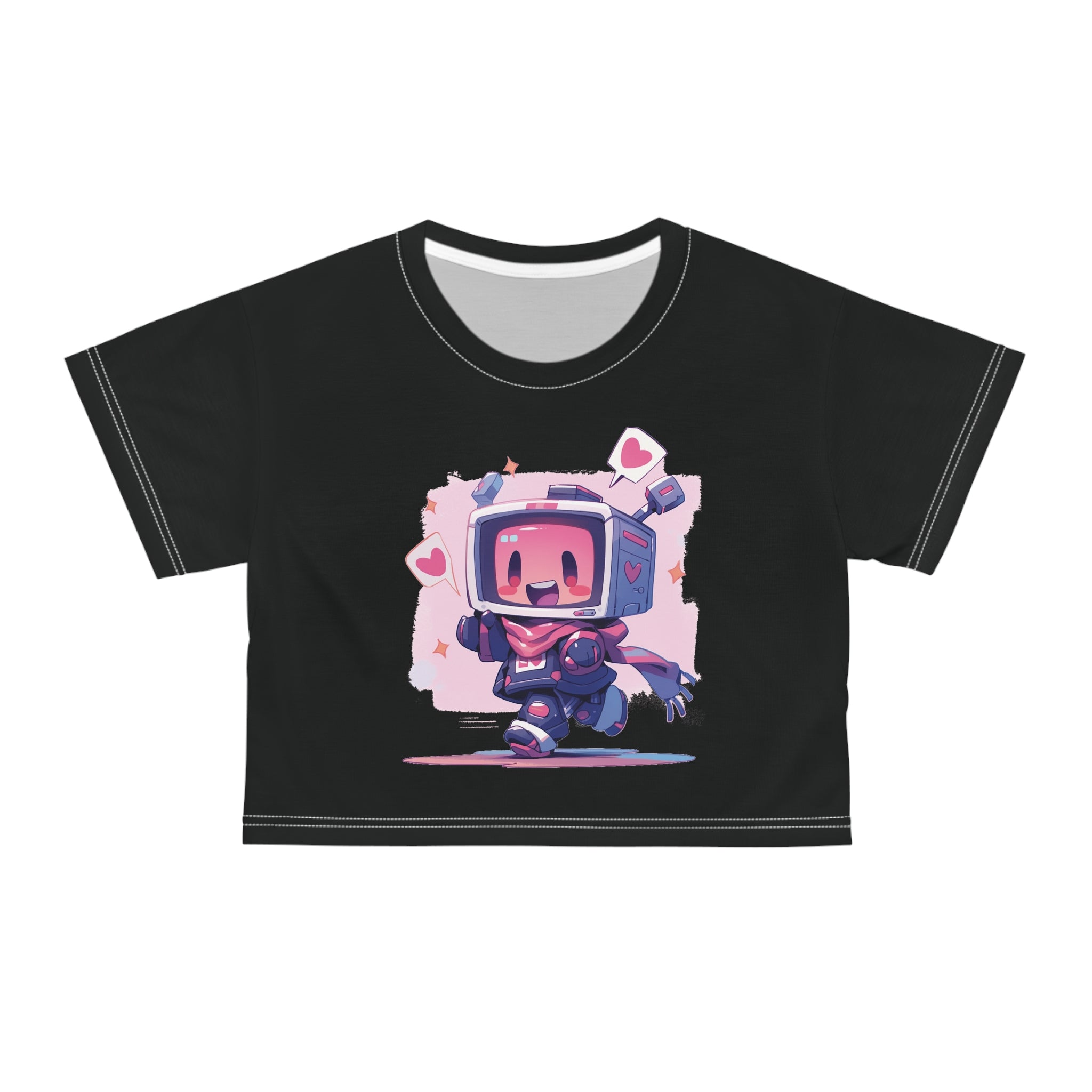 Cute Robot TV Head Crop Top