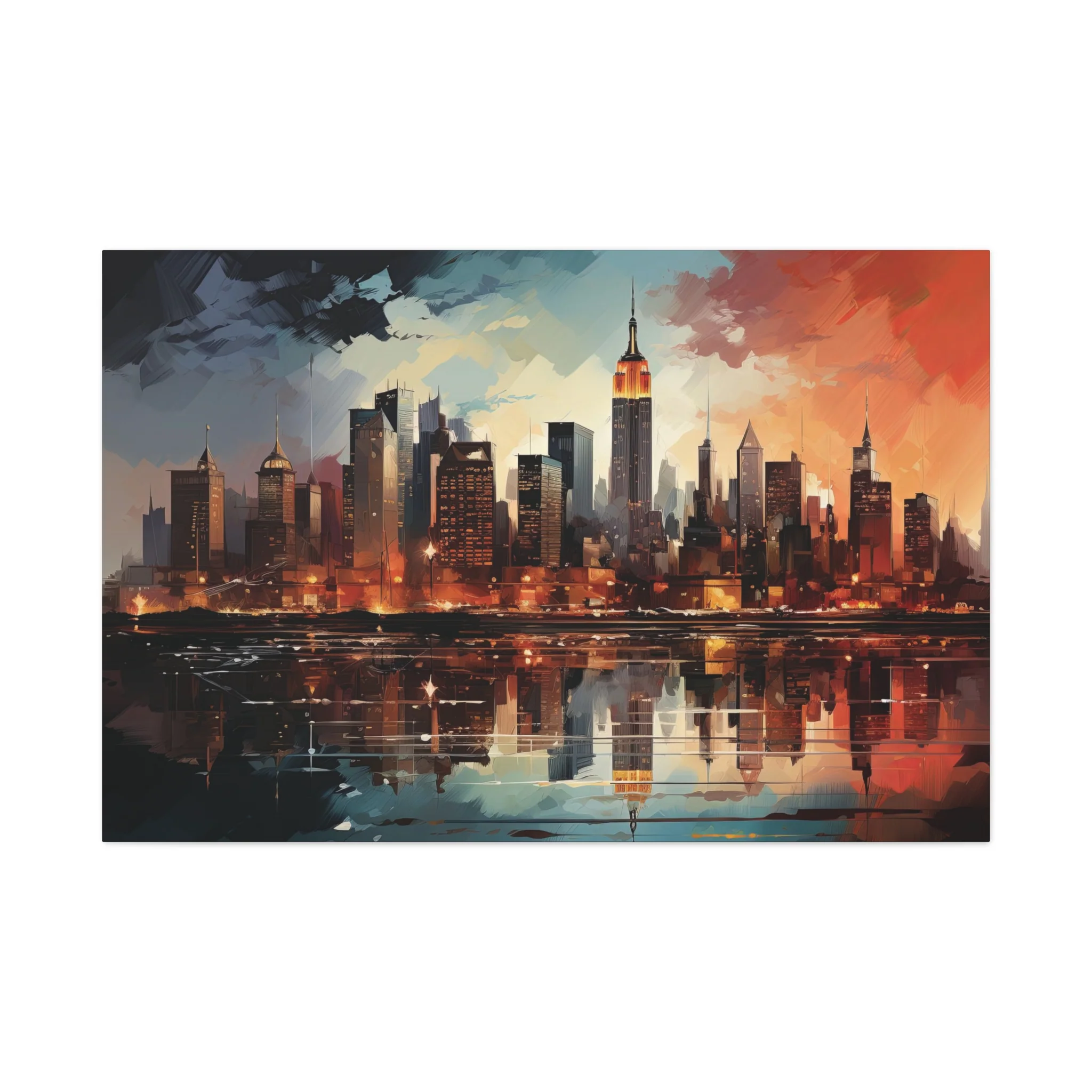 Abstract New York City Sunset Skyline Art