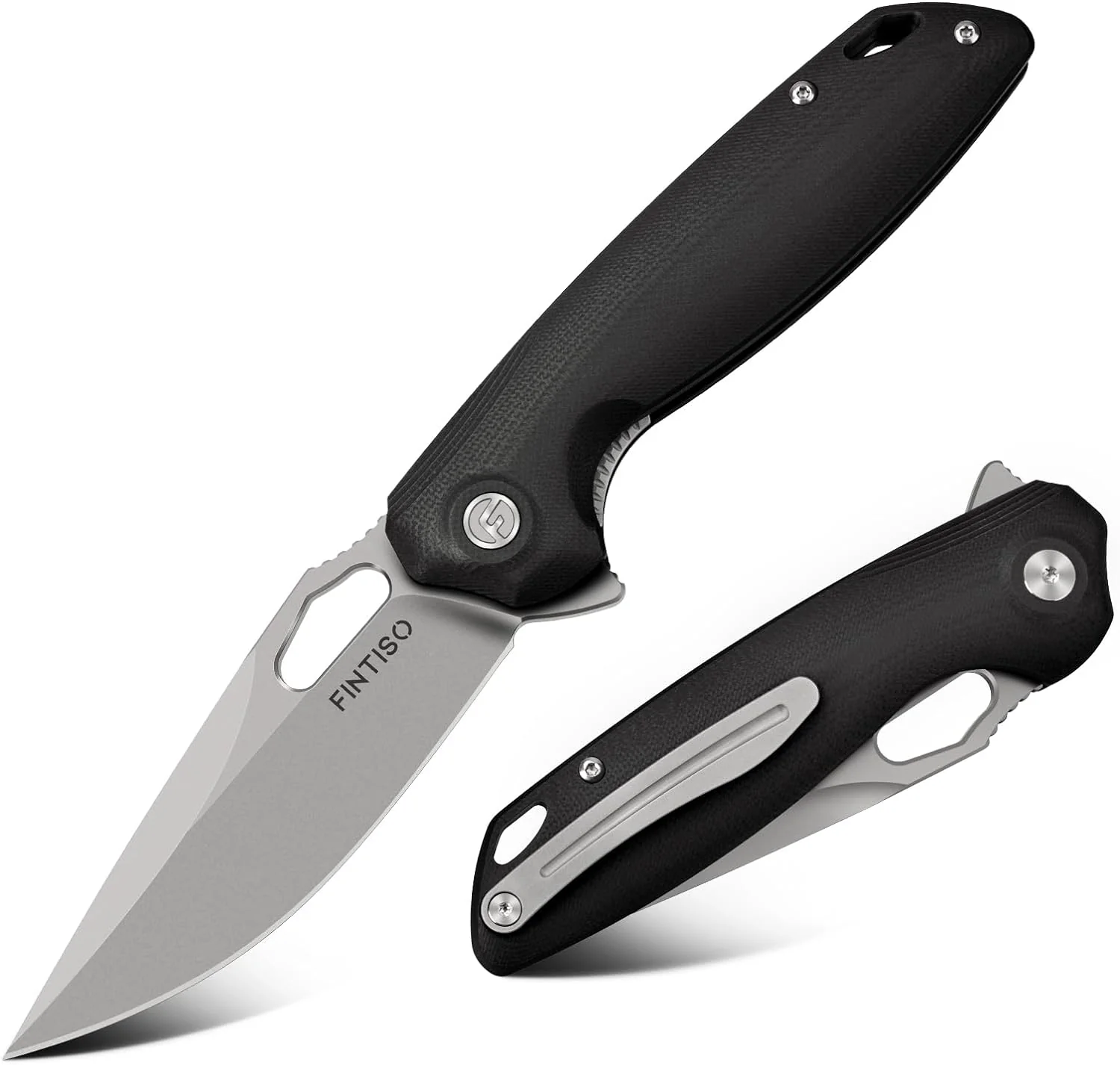 Black 3.38" Folding Knife | 14C28N Blade | Atlas | FINTISO