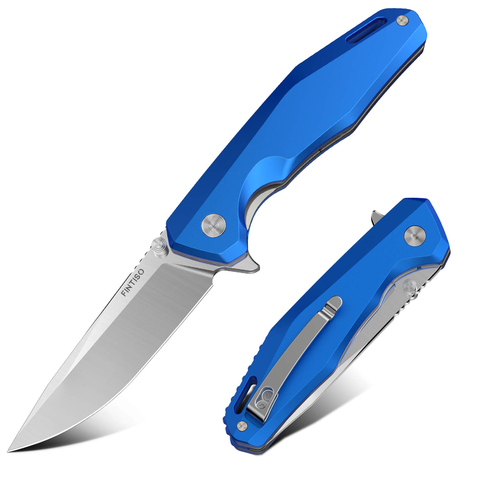Blue 3.22" Folding Knife | 14C28N Blade | Odyssey | FINTISO