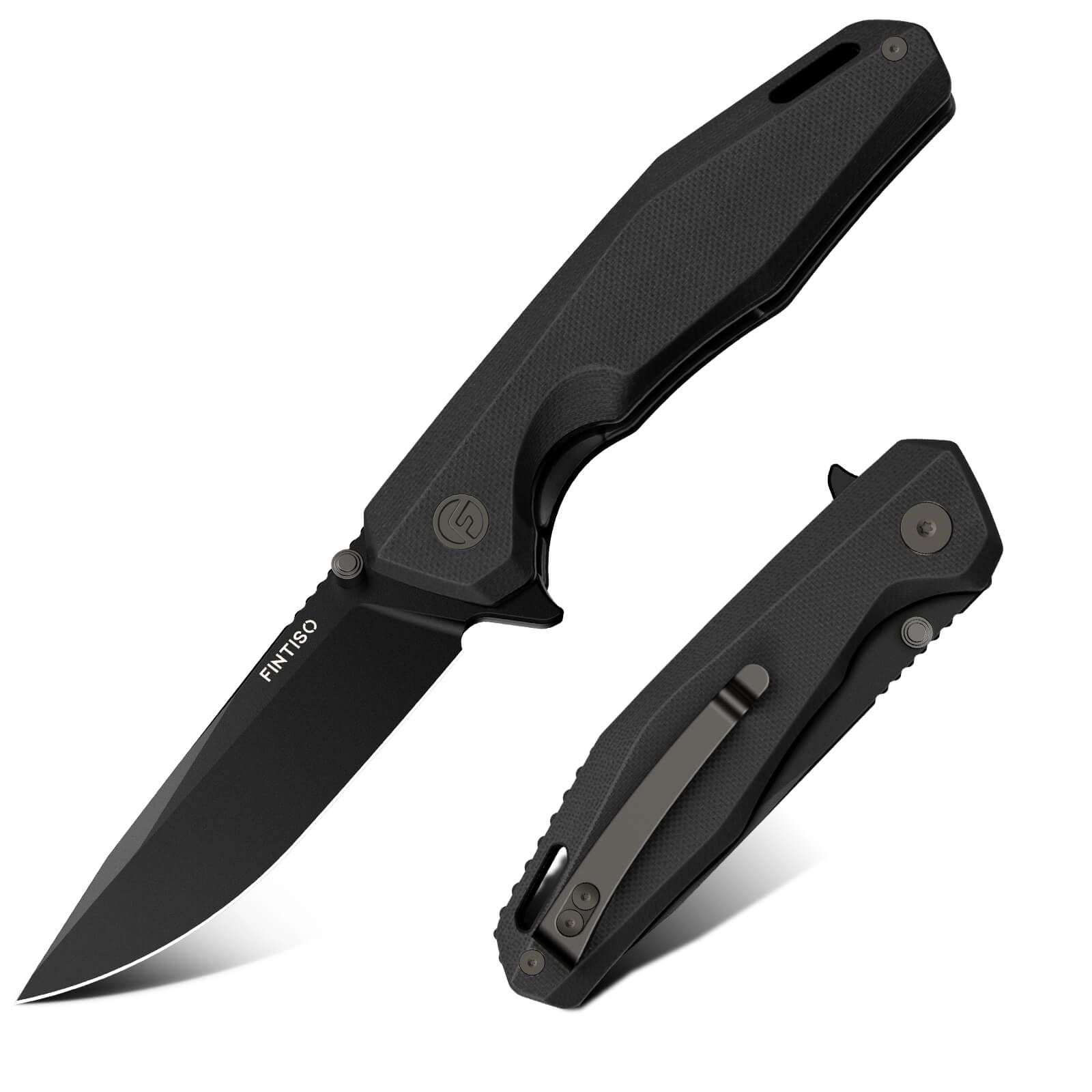 Black 3.22" Folding Knife | 14C28N Blade | Odyssey | FINTISO