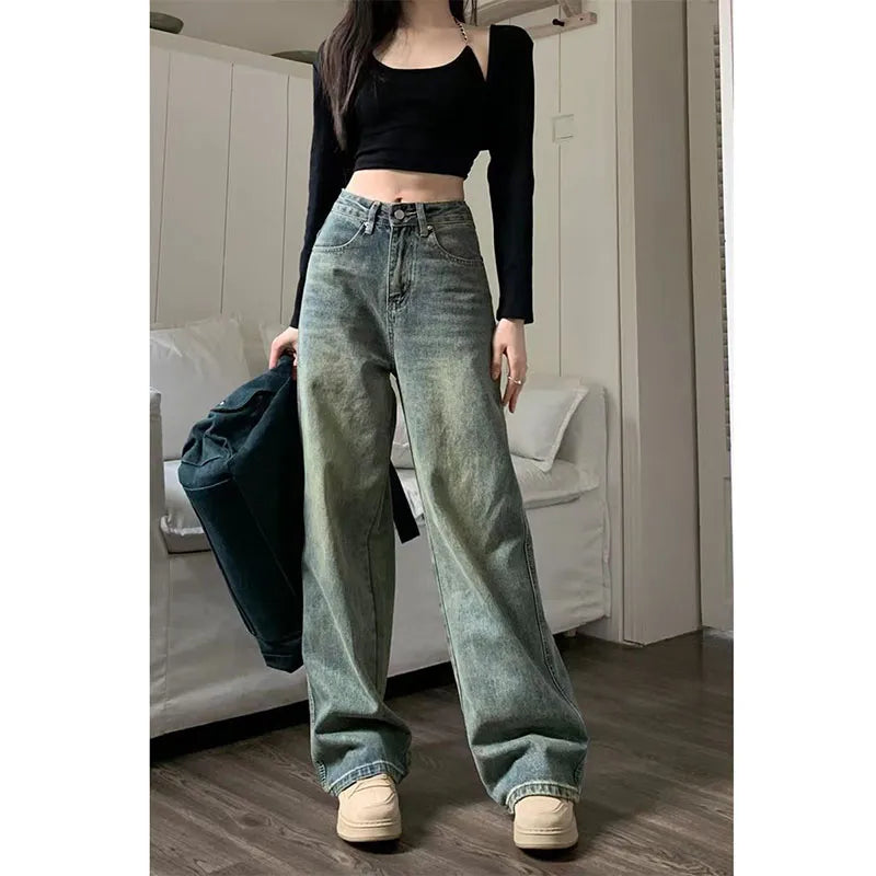 Pantalones Vaqueros Rectos Vintage 90s para Mujer