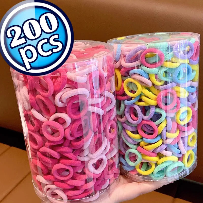 "100/200PCS Élastiques colorés en nylon pour cheveux