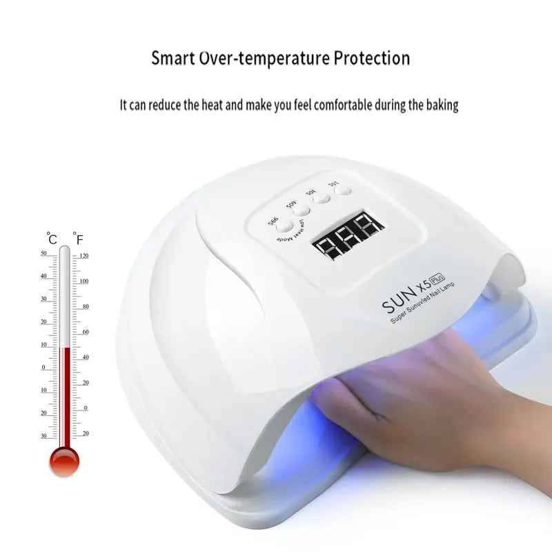 "Lampe UV LED Sun X5 Plus pour manucure professionnelle, séchage rapide du vernis gel, 36 LED avec minuterie et capteur automatique."