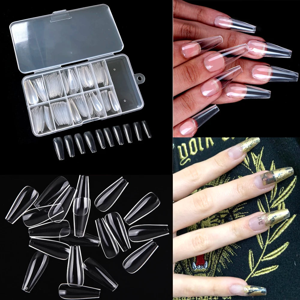 100 pièces de faux ongles, faux ongles artificiels de forme carrée allongée.
