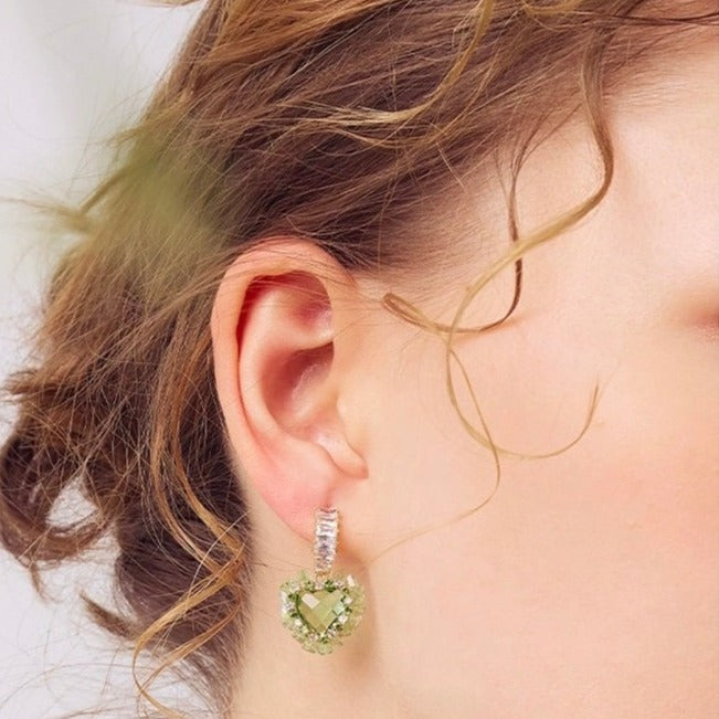 Crystal heart drop earrings