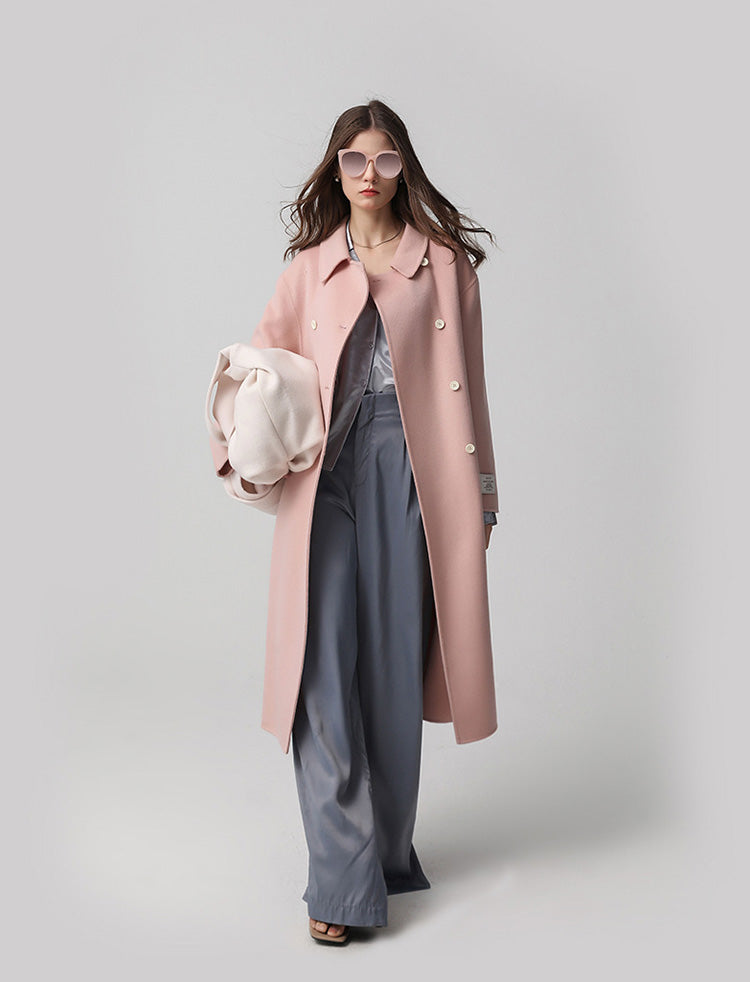 Stella Double-Breasted Long Wool Coat