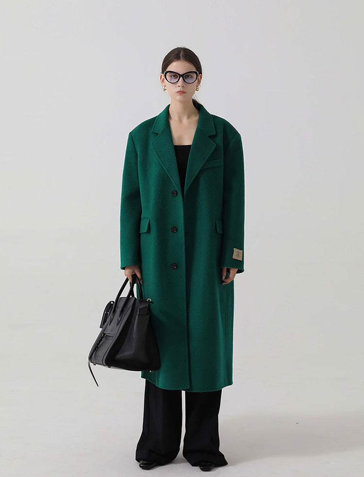 Giselle Single-Breasted Long Wool Coat