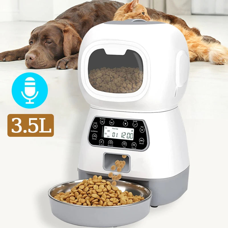 Distributeur Automatique 3.5L pour Chien/Chat avec Minuterie et Fontaine d'Eau.