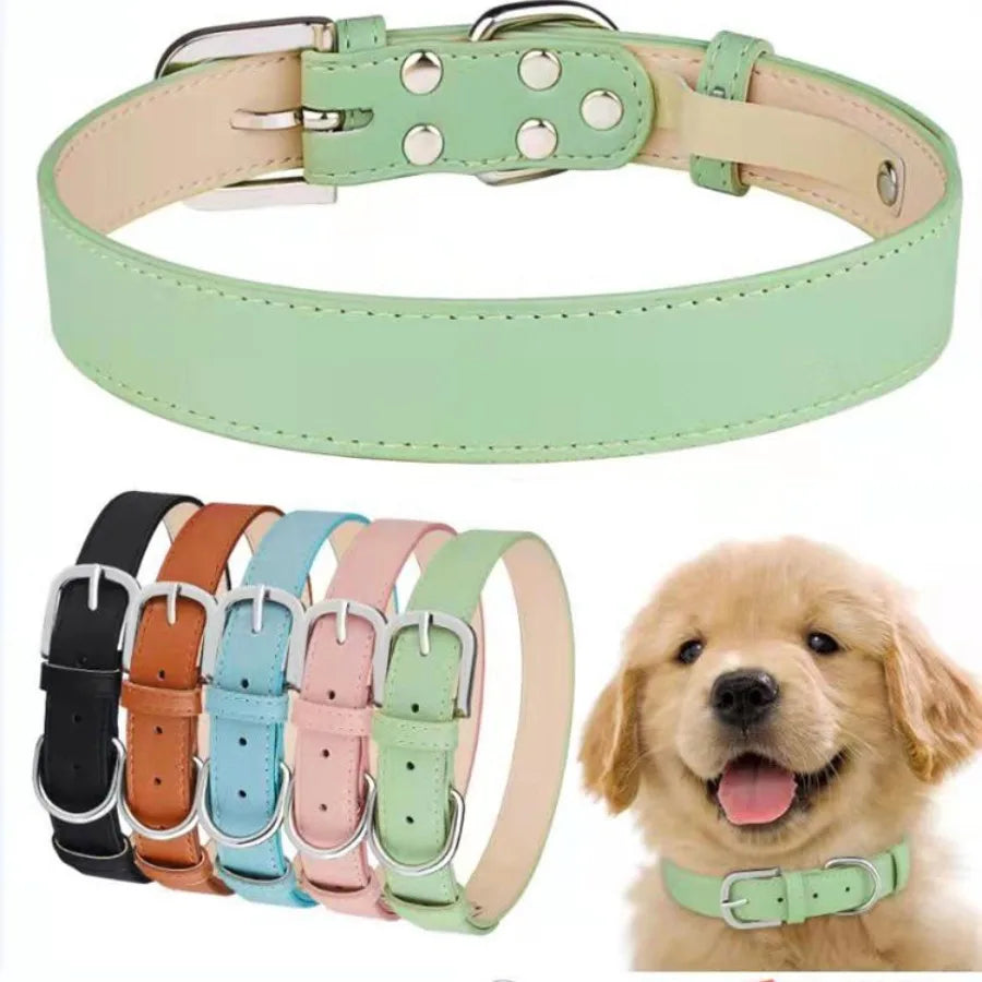 Collier confortable en cuir PU pour chien  ajustable