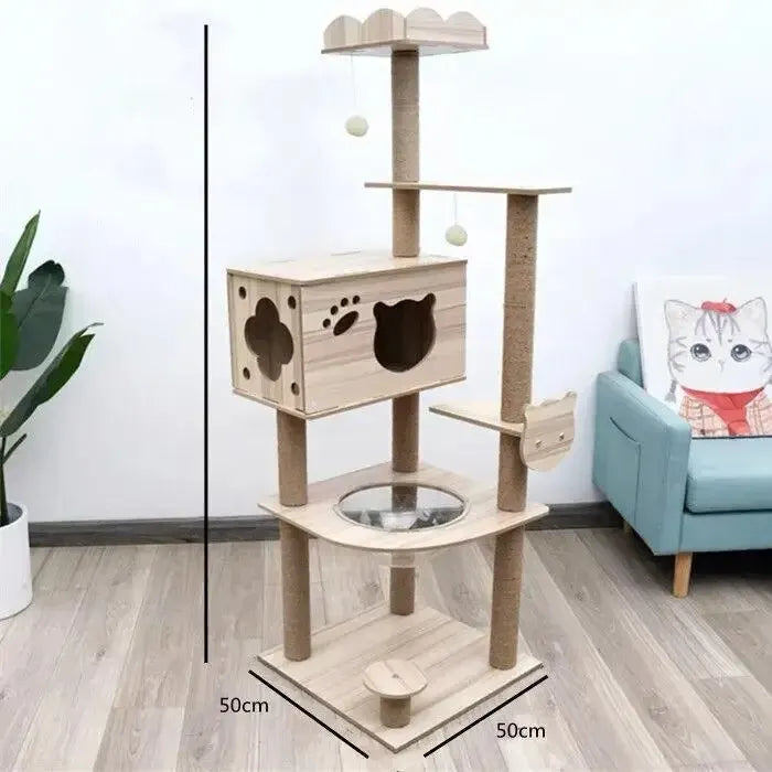 Arbre à chat en rotin intégré