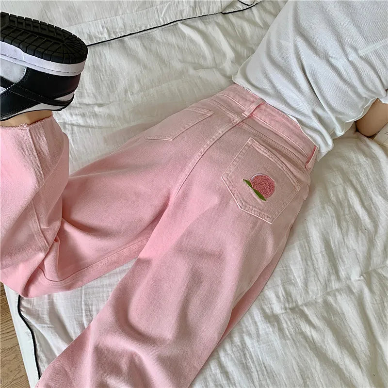 Peachy Pink High Waisted Jeans