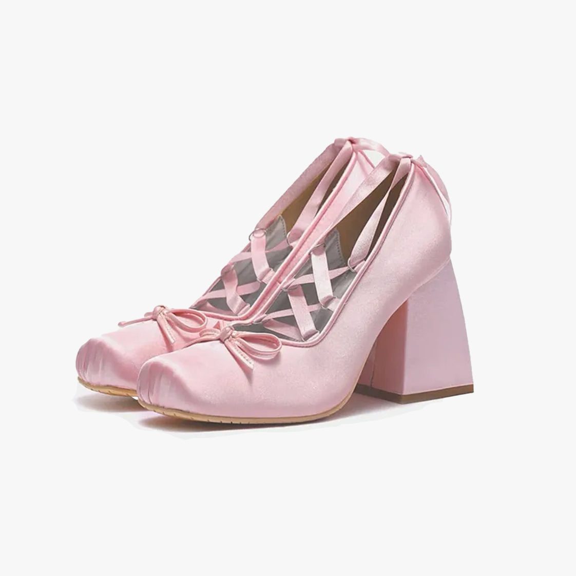 Lace Up Satin Ballet High Heels