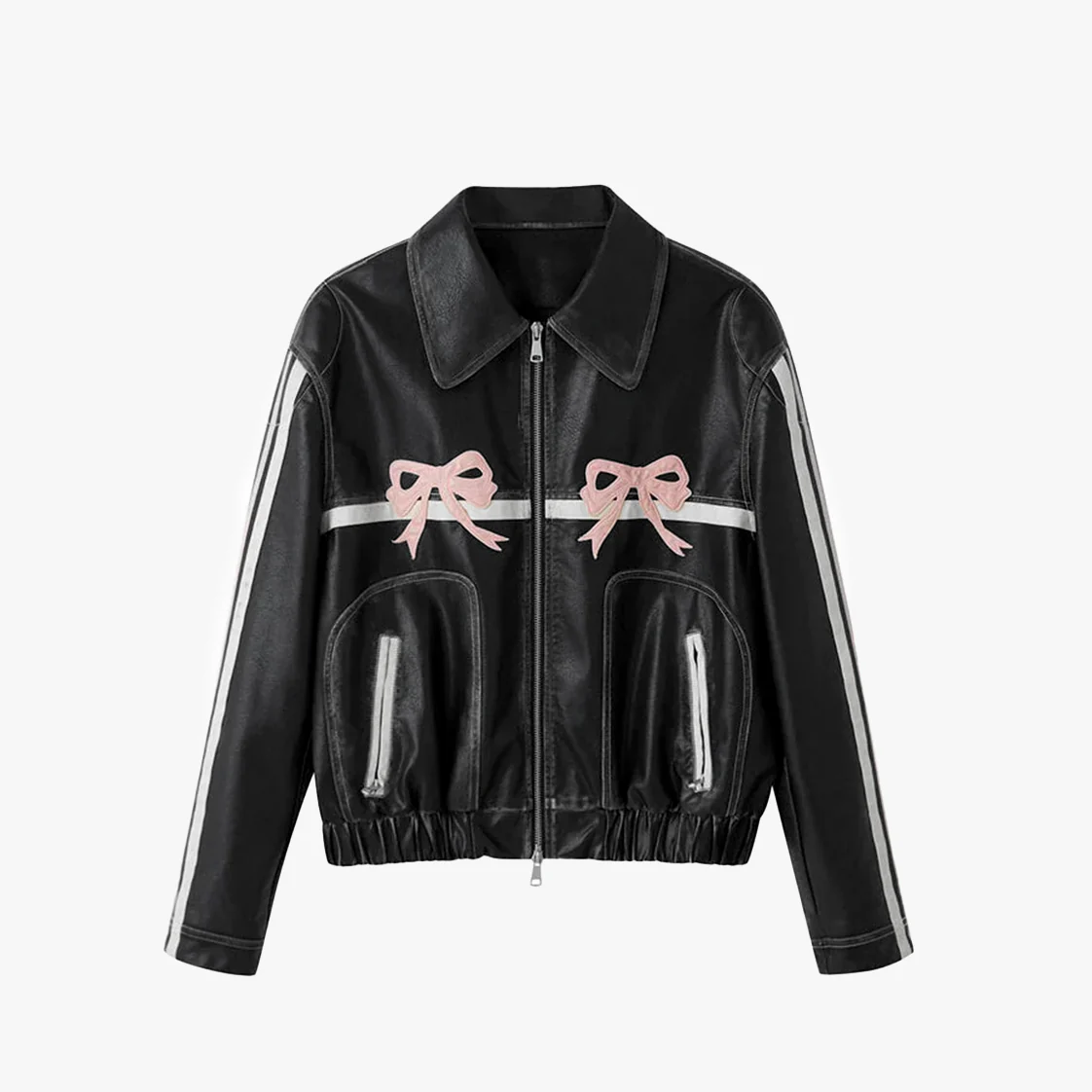 Ribbon Motorcycle Leather Vintage Jacket